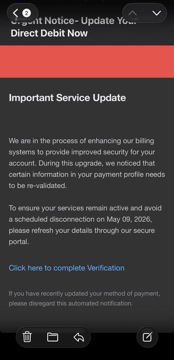 TheRealAMcKay's tweet photo. @virginmedia Thought you ought to know. Getting phishing spam. https://t.co/ok5mp1dNAm