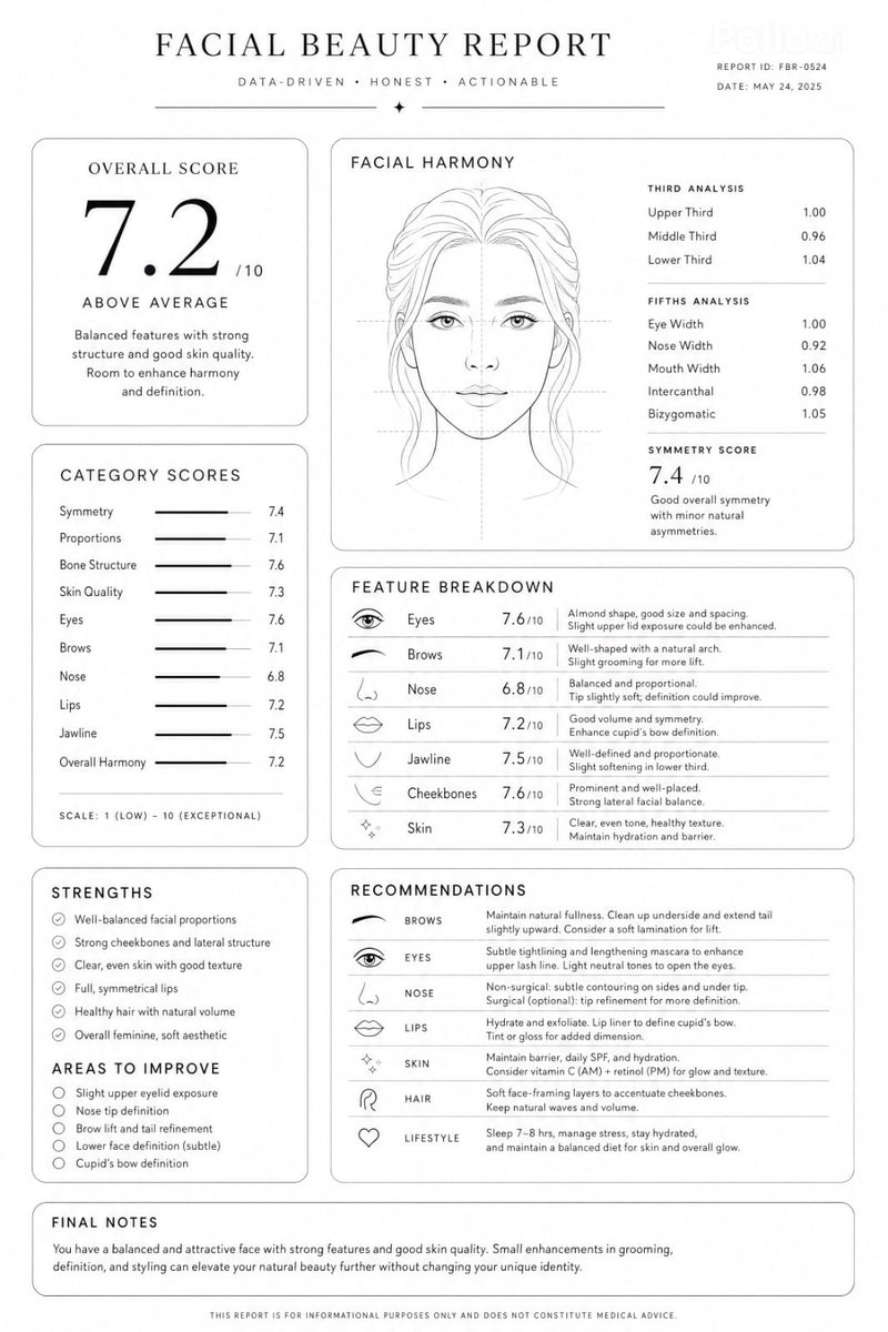 Facial Beauty Analysis Report Layout