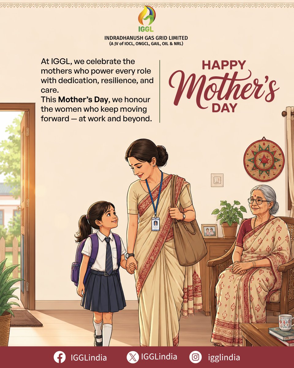 IGGLindia's tweet photo. Behind every working day is a mother balancing responsibilities with strength and care.

This Mother’s Day, IGGL celebrates the women who continue to inspire progress at work and warmth at home.

#HappyMothersDay #IGGL #WomenAtWork #StrengthAndCare #MothersDay https://t.co/9jwMRFjYuv