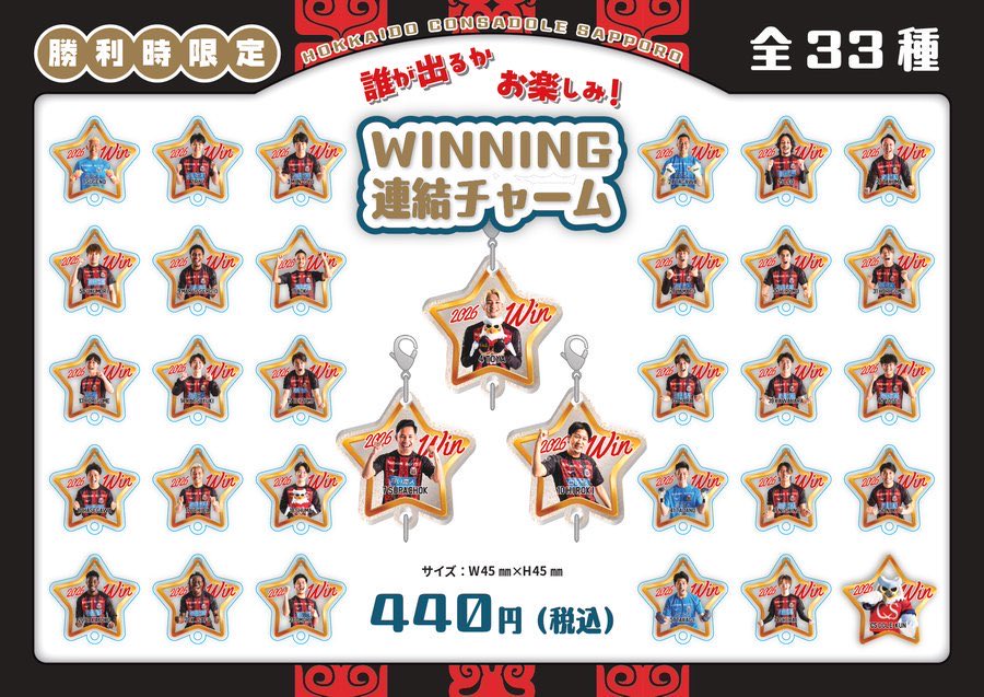 6連勝🔥🔥🔥 勝利時限定グッズ「WINNING連結チャーム(税込440円)」を