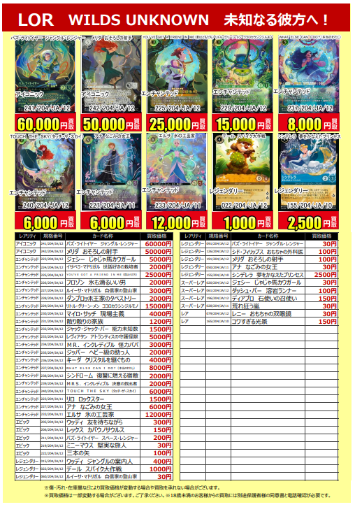 買取告知更新！】 #ディズニーロルカナ #未知なる彼方へ ！ 買取告知を
