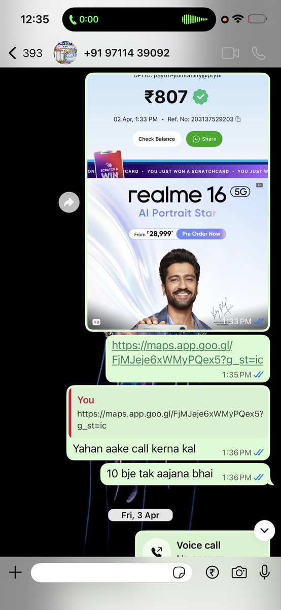 Sahil110051's tweet photo. This man Amar singh took 807 rupees on 2nd april 2026 for jio wifi installation but my area was not eligible for the wifi and also registered with his contact details 
Now not refunding and not picking calls, 
Calling him from last 2 week
@JioCare @reliancejio https://t.co/3t6NGucQXt