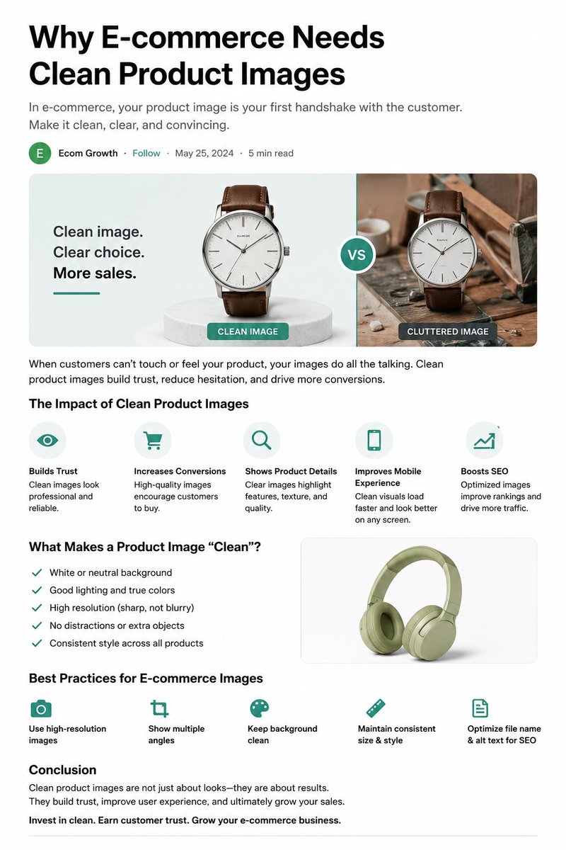 ClippingPathAI's tweet photo. I just published Why E-commerce Needs Clean Product Images https://t.co/OGYXE1NuoU https://t.co/UpbvZzFZL8