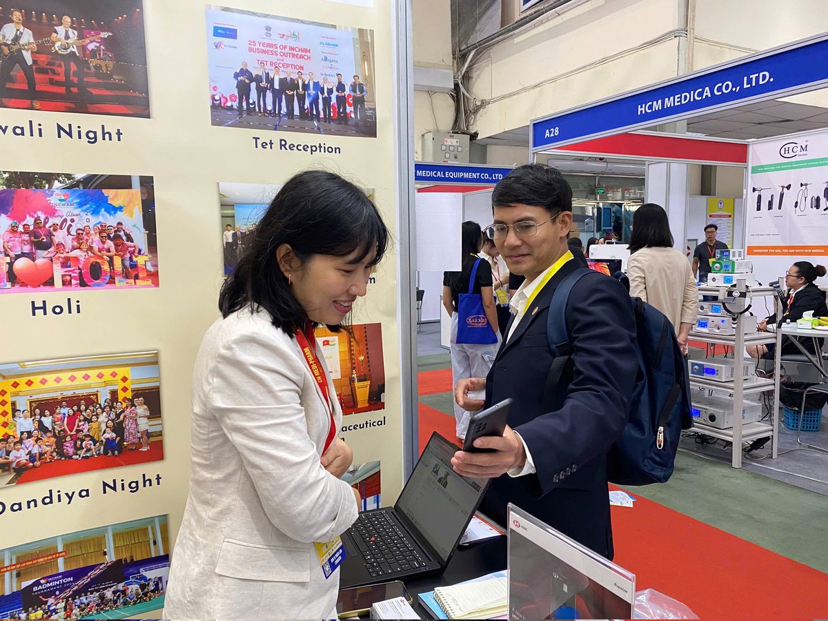 InchamH's tweet photo. INCHAM Hanoi's Successful Participation at Medi-pharm Expo 2026

Incham Hanoi is pleased to share highlights from our participation at the 34th Vietnam International Medical and Pharmaceutical Exhibition – VIETNAM MEDI-PHARM 2026, held from May 6–9, 2026, at the Cultural Friendship Palace. The exhibition brought together over 300 industry participants from more than 15 countries and territories, including India, creating a dynamic platform for collaboration and business engagement across the healthcare sector.

Our booth proudly showcased promotional materials from member companies in the pharmaceutical, healthcare, and medical devices industries, helping enhance the visibility of Indian businesses in the Vietnam market and facilitating valuable networking opportunities. The event served as an excellent platform to strengthen India–Vietnam business connections and explore new avenues for partnership in this fast-growing industry.

We sincerely thank all our members who contributed their marketing materials and support in making our participation a success. We look forward to creating more such opportunities for our members at future industry events.

#Healthcare #Pharmaceuticals #MedicalDevices #IndiaVietnam #BusinessNetworking