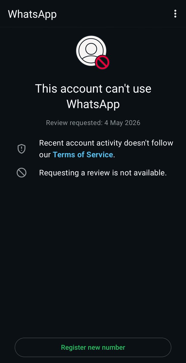 BokenHilda's tweet photo. @WhatsApp My WhatsApp Messenger account was banned unexpectedly. I believe this may be a mistake. I use the official app and would appreciate a review of my account..Please!! https://t.co/6ZbeWqdm9y