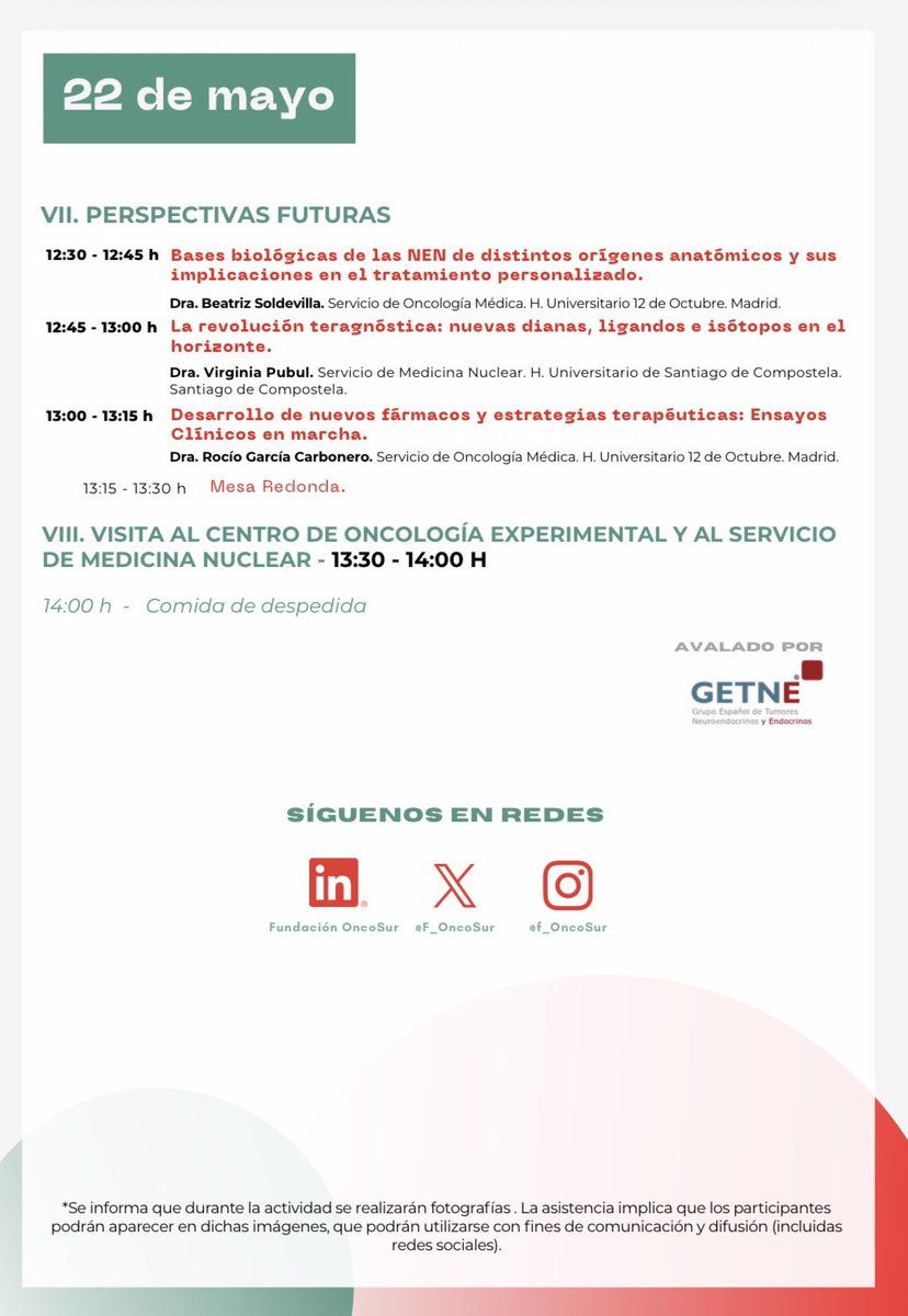 GrupoGetne's tweet photo. 🧠✨ Ya está aquí la Preceptorship en Neoplasias Neuroendocrinas 2026

📍Madrid | 21-22 mayo
🔹 Diagnóstico multidisciplinar
🔹 PRRT y teragnosis
🔹 Casos clínicos y nuevas estrategias terapéuticas
🔹 Expertos nacionales en NEN https://t.co/m70F6G1K2W