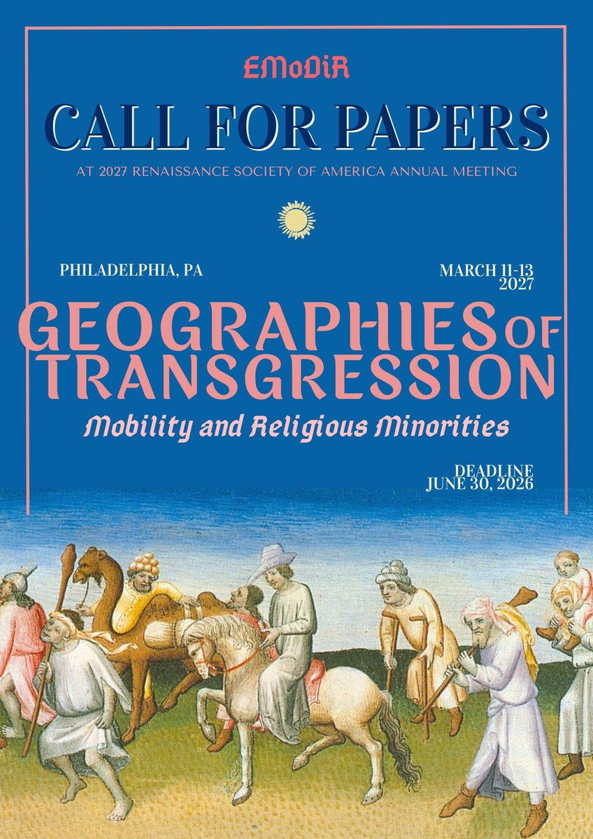 _EMoDiR_'s tweet photo. #CfP 📢 The latest EMoDiR american meeting has barely concluded, and we are already excited to announce the theme of our next gathering at #RSA2027!

Please circulate widely 🤗

#EarlyModern #ReligiousMinorities #MigrationHistory #ReligiousDissent @RSAorg https://t.co/glEFbbjwjJ