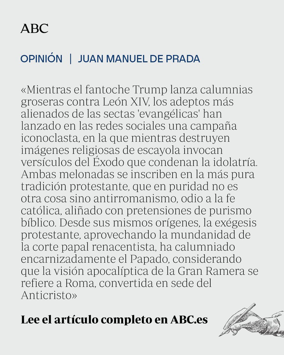 🔵 #OPINIÓN Hispanidad y sectas 'evangélicas'

✒️ Por Juan Manuel de Prada 

🔗 abc.es/opinion/juan-m…