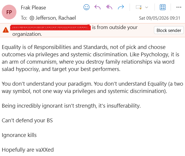 3dancingfeet's tweet photo. Dear "Frak Please" stop spamming my work email just because I blocked your rudeness. Ta.
Stalking me online is really not a good look: "You are a coward, unable to defend your BS".
I've had it several times from other blokes before you too 🥱
#CleanUpX #Spammer @twitter https://t.co/o4UU0g6pFW