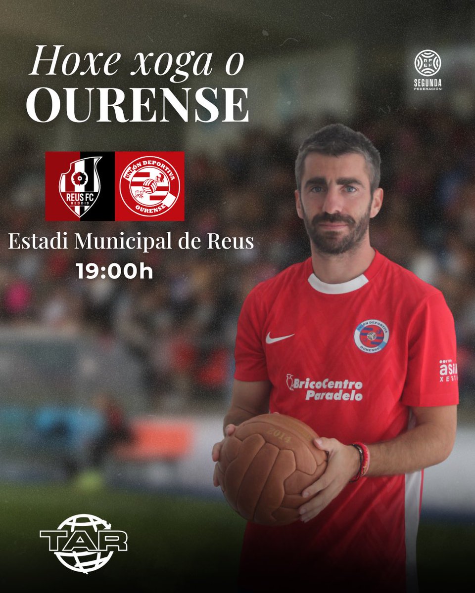UDOurense2014's tweet photo. Ourensanistas, 𝐇𝐎𝐗𝐄 𝐗𝐎𝐆𝐀 𝐎 𝐎𝐔𝐑𝐄𝐍𝐒𝐄!

📋 Ida semifinais play off
🆚 @ReusFCR 
🕖 19:00
🏟️ Estadi Municipal de Reus

Vémonos en Reus, contamos con vós!

#ReusFCROurense https://t.co/WBU2ZAwaOo