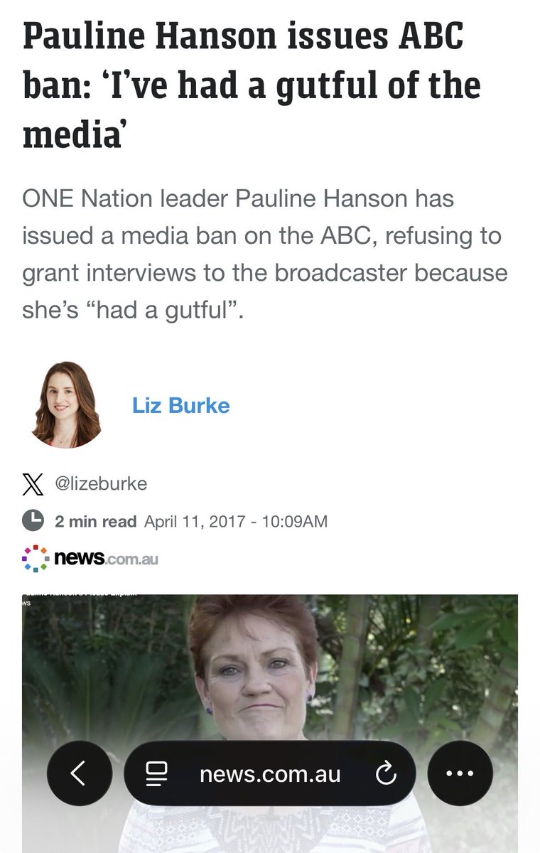 quaddess's tweet photo. @Beng37525Rr @Melbourne_says Nonsense. She has banned ABC from party events and refused interviews for years! https://t.co/iQtO3zu8Ma