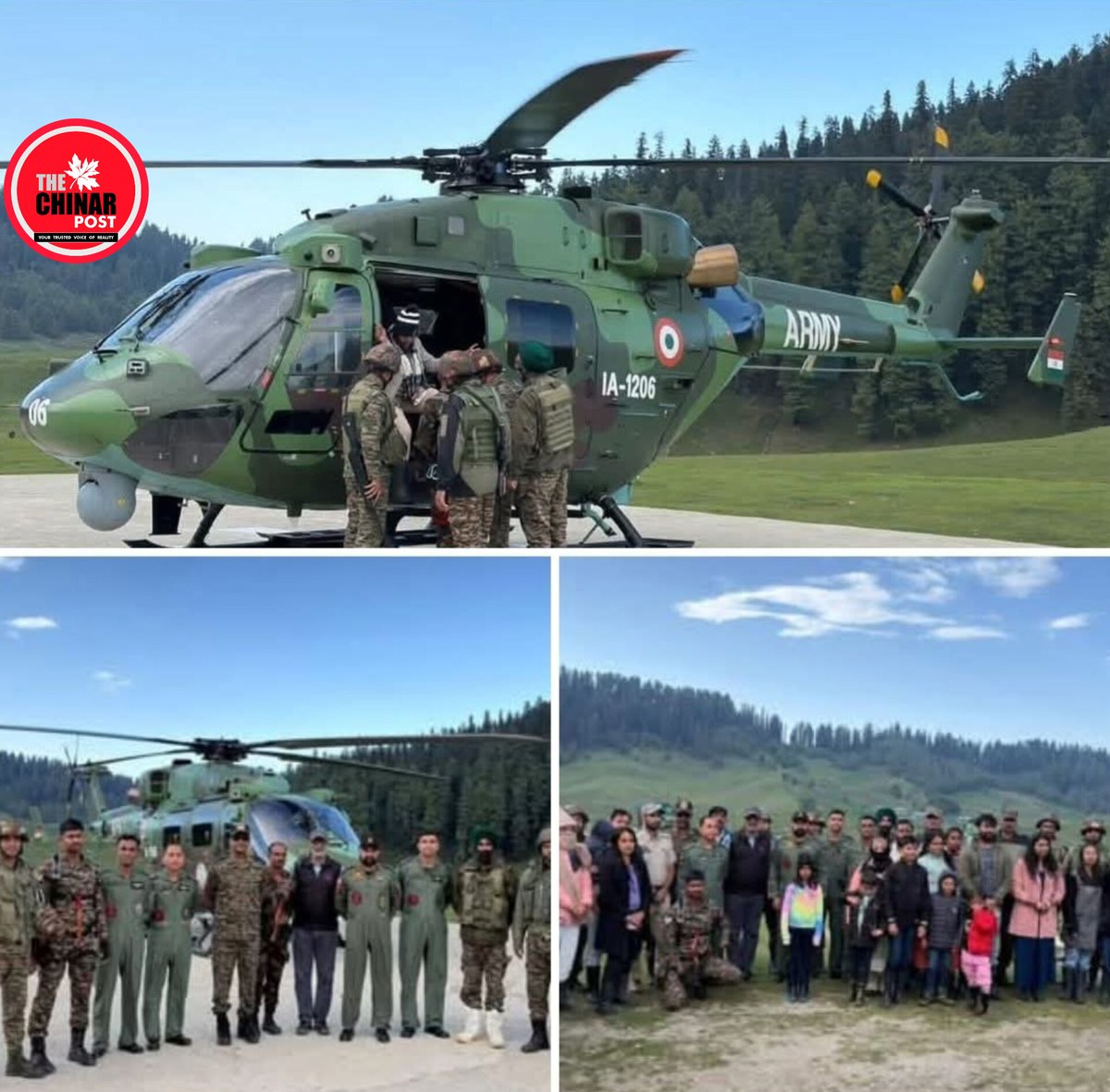 ChinarPost's tweet photo. From crisis to safety within minutes the Indian Army’s swift helicopter rescue at Gulmarg reflects unmatched professionalism, courage, and commitment to human life. 🇮🇳 #IndianArmy https://t.co/LmEJHNzWCq