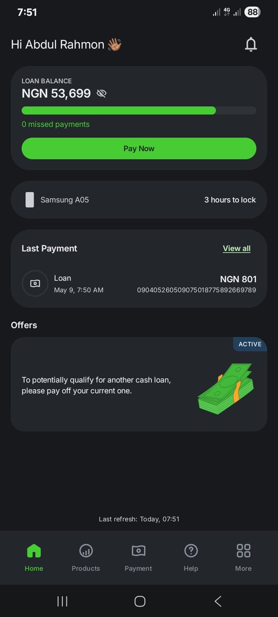 New_BornFela's tweet photo. @mkopanigeria I made a payment of 999 yesterday night  and 801 this morning which should shift my lock date to 2 days now it's still showing 3hours. Now I'm having less than 2 hours despite the fact that I have made payment for 2 days https://t.co/7Z32UUpOOs