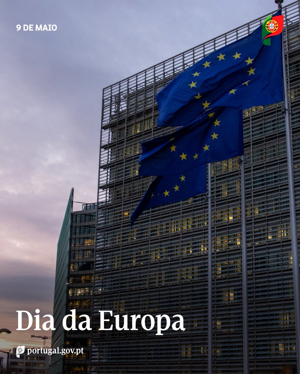 govpt's tweet photo. No Dia da Europa, assinalamos também os 40 anos da adesão de Portugal às Comunidades Europeias. Quatro décadas depois, reafirmamos o nosso empenho numa União Europeia assente na paz, na democracia, na prosperidade e na solidariedade. https://t.co/HQ632TQiU7