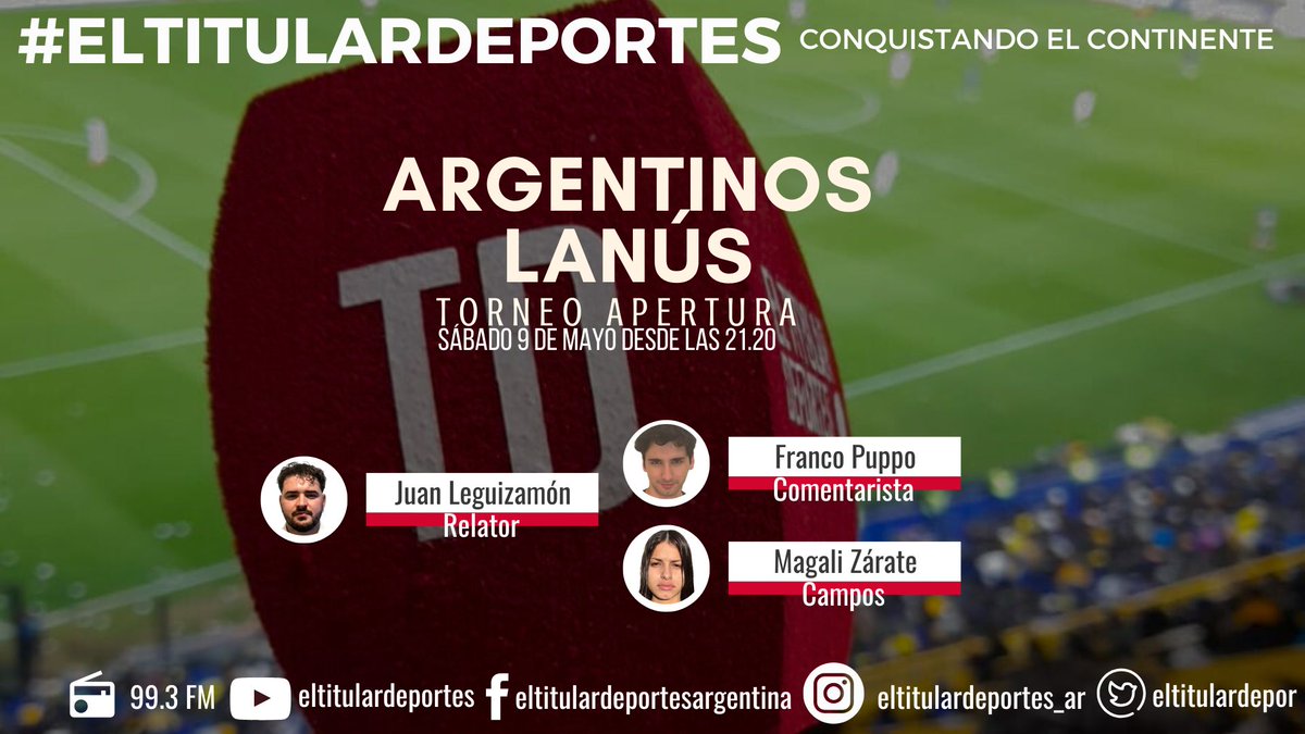 Hoy hay Torneo Apertura

#ArgentinosJuniors vs. #Lanús
📻 99.3 FM
🖥️ lapoderosadigital.com.ar
📱Youtube.com/eltitulardepor…