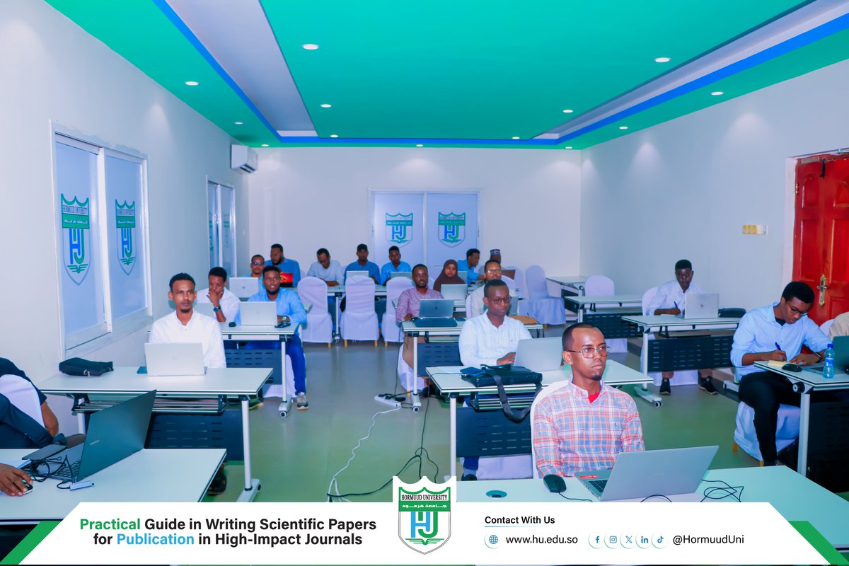 huresearchc's tweet photo. @huresearchc successfully conducted a research workshop on "Practical Guide in Writing Scientific Papers for Publication in High-impact Journal". Facilitated by Mr. Ahmed Abdiaziz Alasow, a PhD Candidate at @uputramalaysia, and Academic Staff at @HormuudUni.
#HURC #Research https://t.co/AgnzWVe2W4