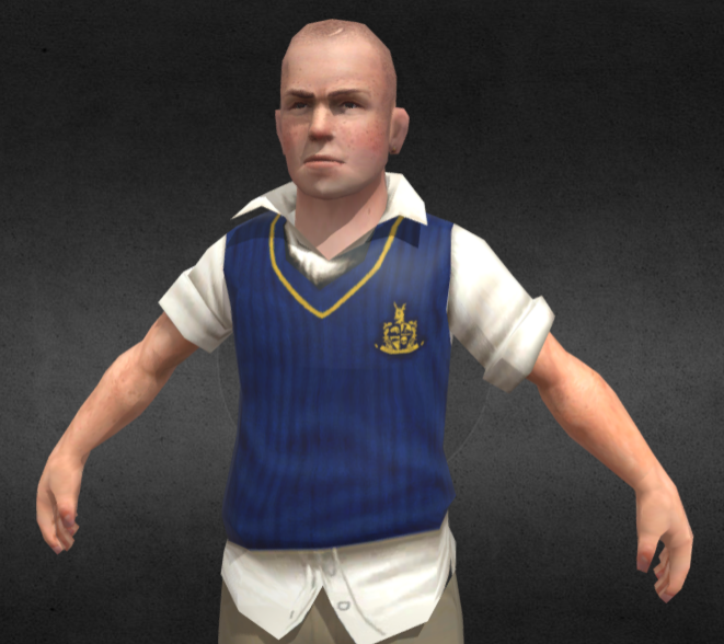 _choodles's tweet photo. @SofyTofy3 I can believe that, there's some weird smoothing in the model's texture. I also have the theory that they tried making the model a lot closer to his beta design, case in point: his uniform is using the beta school crest design instead of the one the final game/ps2 ver uses lol https://t.co/XAKiiC9jgm