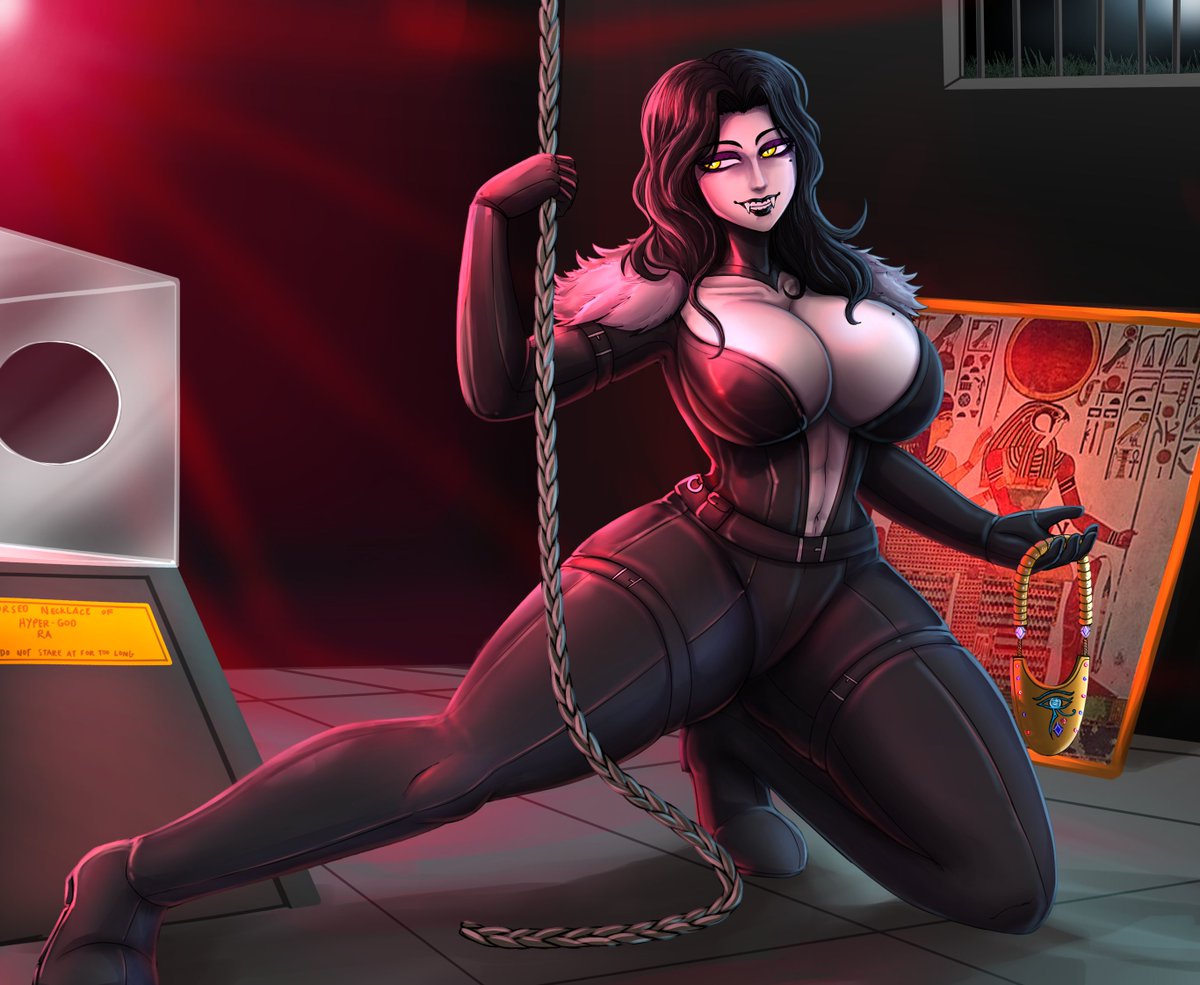 CornMeHarder's tweet photo. commission of vamp lady wearing black cat's outfit, slightly modified. https://t.co/xKBf5y4zvt