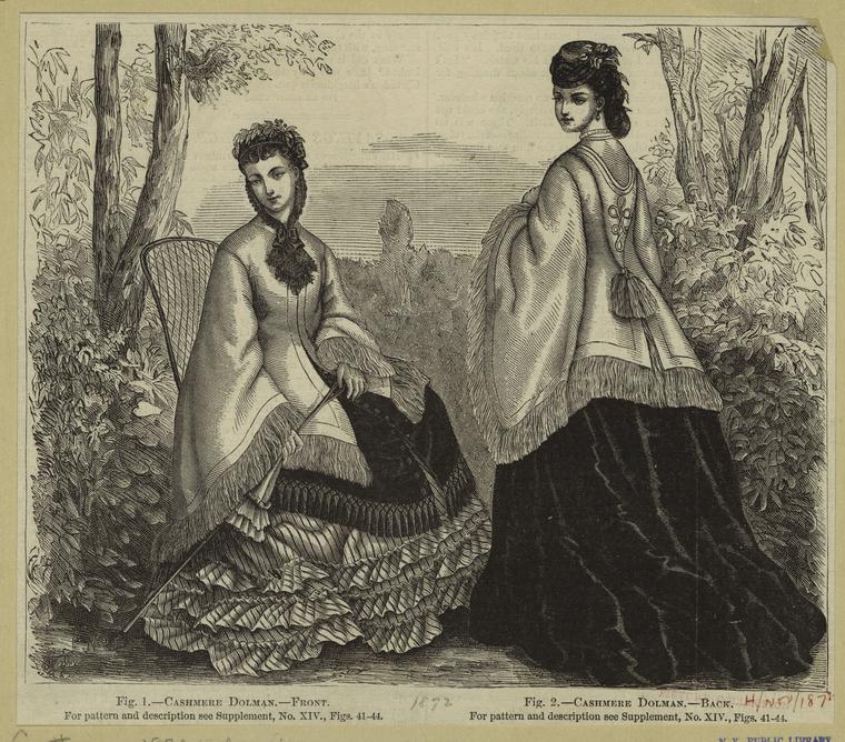 １番人気は、１８７０年のおフランスから...

私は、ふるい洋服を研究し、年に2回ほど型紙を販売しています

100年、200年前のいろいろな型紙のなかで、1番人気はやっぱりこの子
1870年代フランスの【クリノリン ヴィジット】です

ケープのようなポンチョのような不思議な見た目