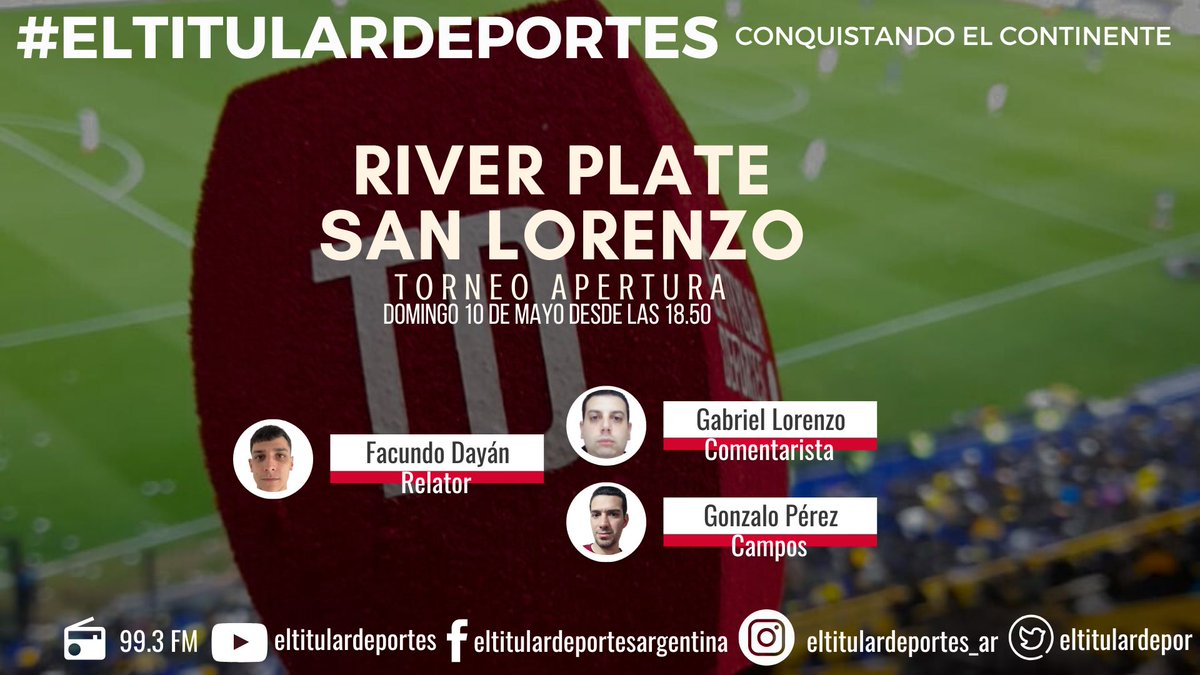Hoy hay Liga Profesional

#RiverPlate vs. #SanLorenzo 
📻 99.3 FM
🖥️ lapoderosadigital.com.ar
📱Youtube.com/eltitulardepor…