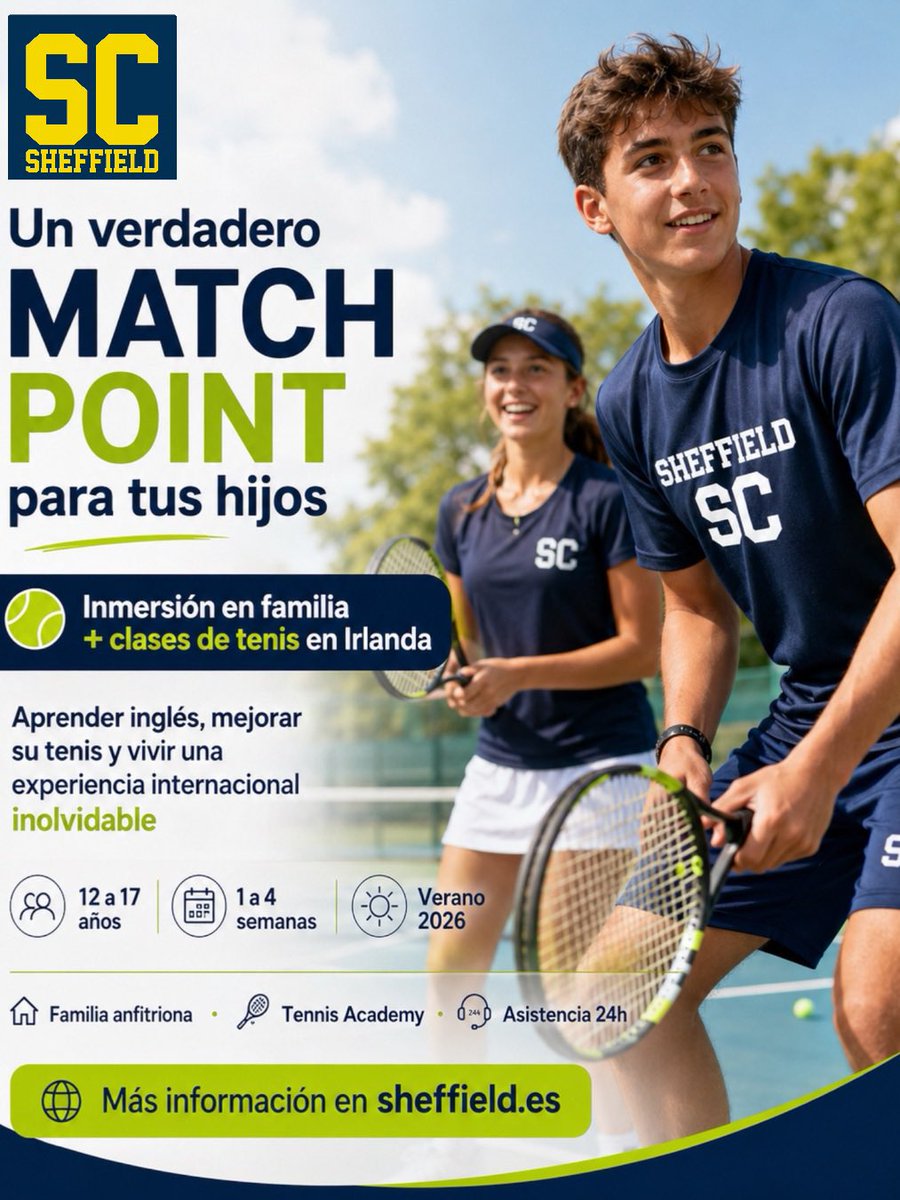 scidiomas's tweet photo. Un verdadero Match Point para tus hijos en inglés . Inmersión en #Irlanda 🇮🇪 en familia con clases de #tenis 🎾 , un verano increíble, mira: https://t.co/LZICaVRNM2 https://t.co/pkOUhqD90w