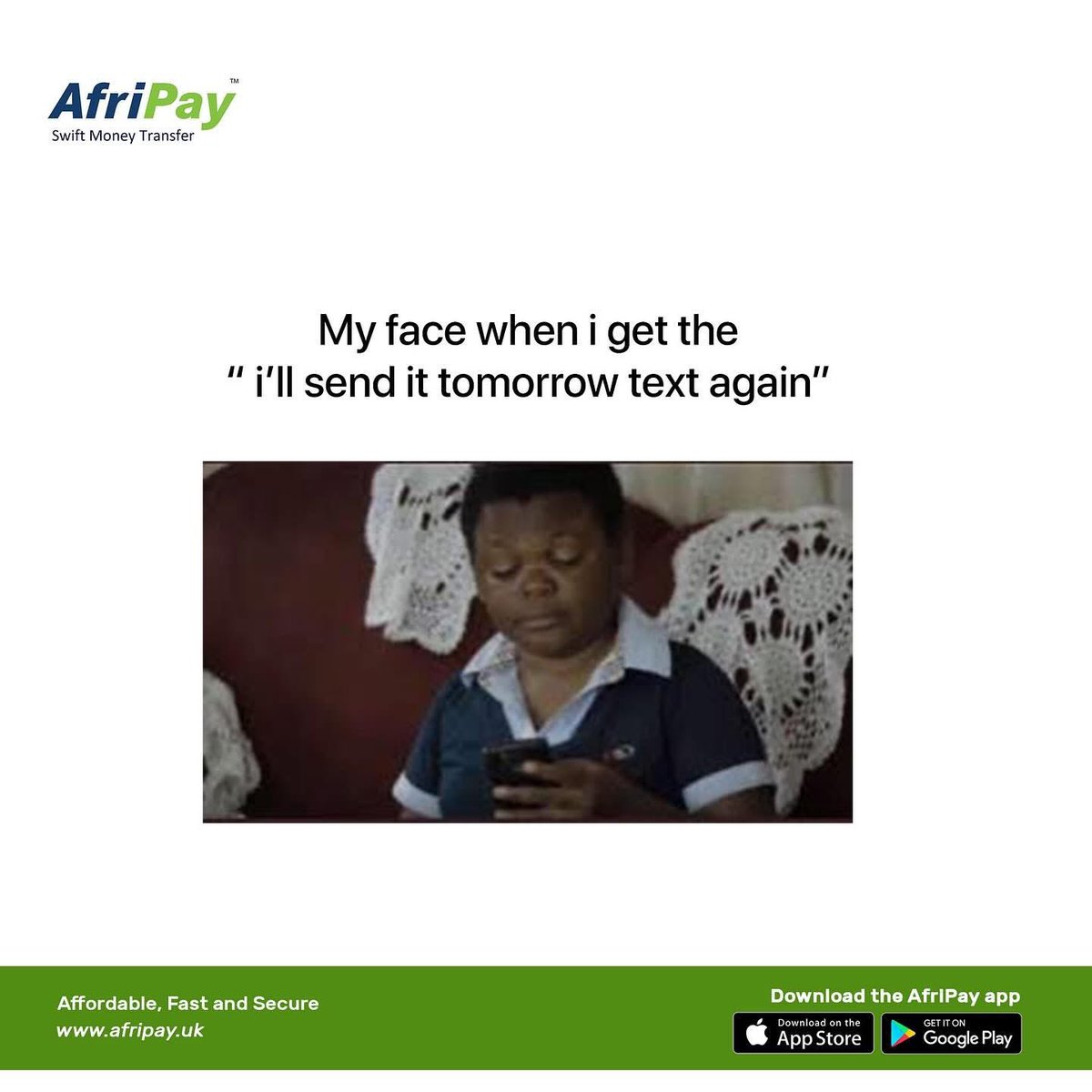 Afripay_Uk's tweet photo. Money transfer should be quick and easy, not a whole emotional journey. At AfriPay, we turn excuses into instant solutions.  No delays, no stress, just fast and smooth transfers that land when they should 💯

#Afripay #Swiftmoneytransfer https://t.co/GU2pkL3mE4