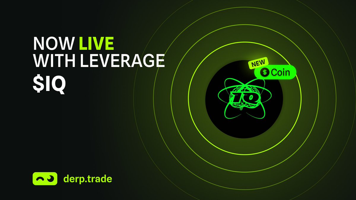 derp_trade's tweet photo. New listing!

$IQ is now live on derp trade.
Long or short $IQ with up to 8x leverage!

Take a position 👇 https://t.co/4caFLKPDcC