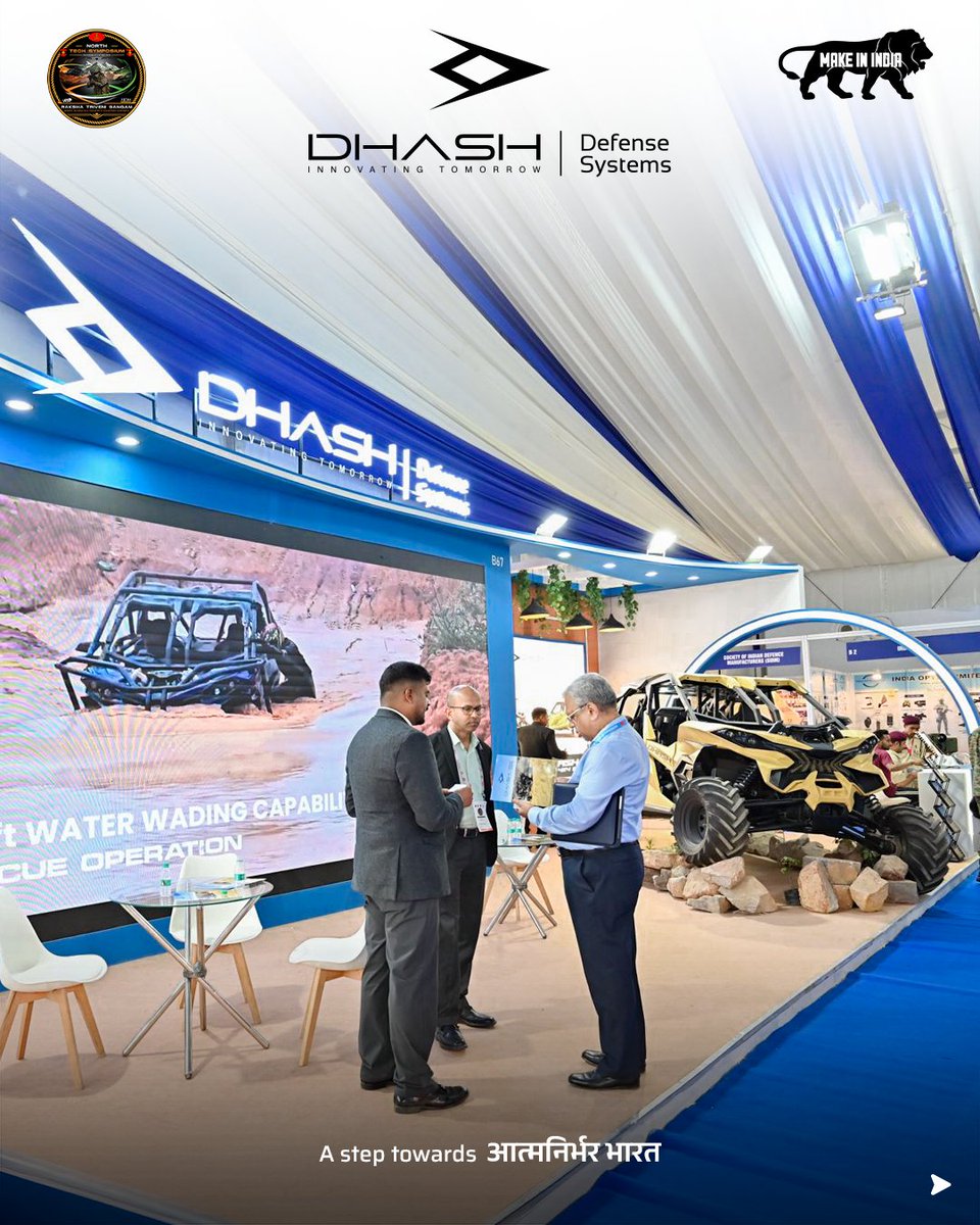DhashDefense's tweet photo. NorthTech Symposium 2026  maybe over still highlights the impact of the three days at Prayagraj, Uttar Pradesh, where we showcased our indigenous all terrain mobility in collaboration with the Indian Army Northern &amp; Central Commands and SIDM. 

Thank you NorthTech Symposium 2026 https://t.co/JaXTTK2mJT