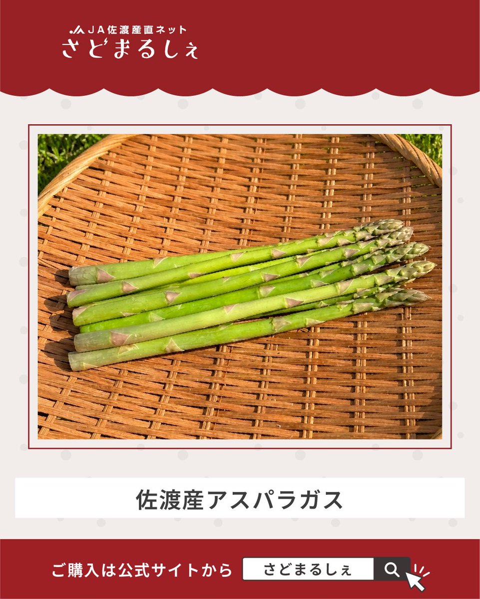 sadomarche's tweet photo. 【旬の佐渡産アスパラガス販売中🌱】

みずみずしく、やわらかく、甘みたっぷり✨
シャキッとした歯ごたえと、口いっぱいに広がる甘みが魅力😊
天ぷら・炒め物・ベーコン巻きなど、さまざまなお料理でお楽しみいただけます🍳

🔗こちらからチェック！
https://t.co/WleG09hDuV https://t.co/ZaJ0uW5Ecd