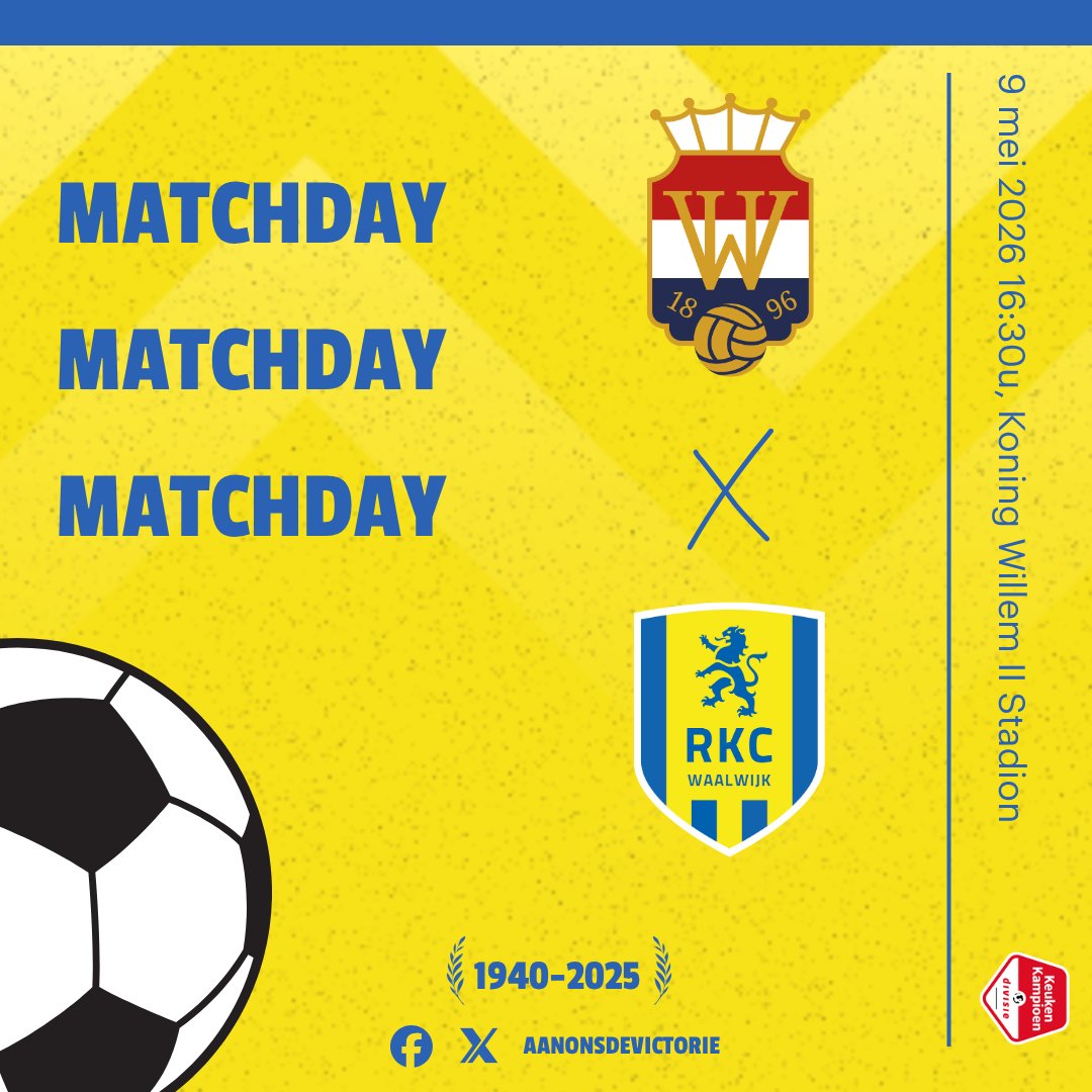 #Matchday! Vandaag alles of niets... Wat gaat het worden? 💬 #metzijnallenachterrkc 💛💙

<a href="/WillemII/">Willem II</a>  🆚 <a href="/RKCWAALWIJK/">RKC Waalwijk</a> 
 
🏟️ Koning Willem II Stadion
🕗 16:30 uur
# #WILRKC
🤝 sockz.nl