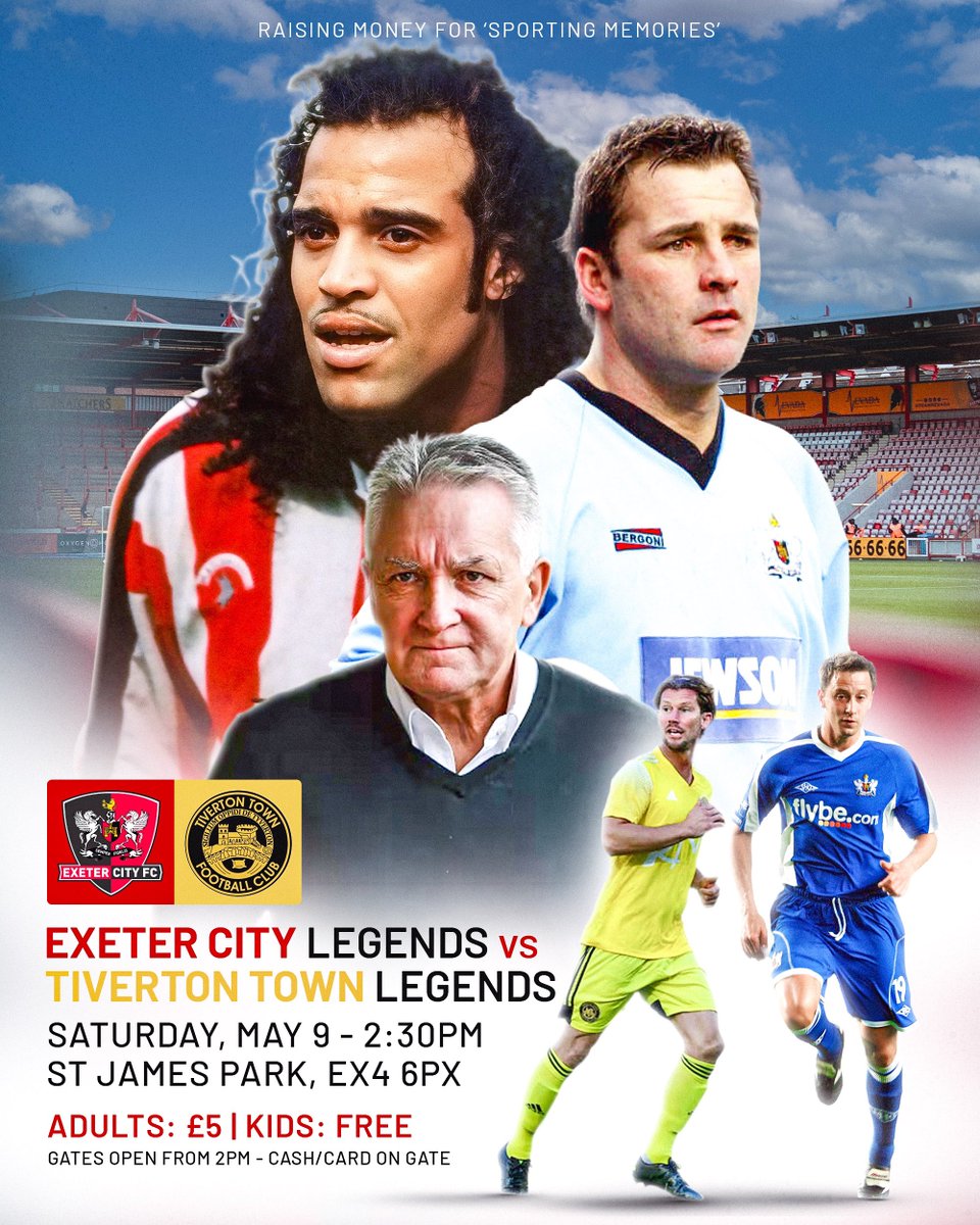 OfficialECFC's tweet photo. 🗓️ Join us for a day of football at SJP!

The Centre Spot Bar is open from 11am and the shop from 10am today! 

We have the Evo Memorial Cup at 11am, Legends match at 2:30pm and @ExeterCityWFC’s spotlight fixture at 6pm!

#ECFC #SemperFidelis https://t.co/qVHjICvhBK