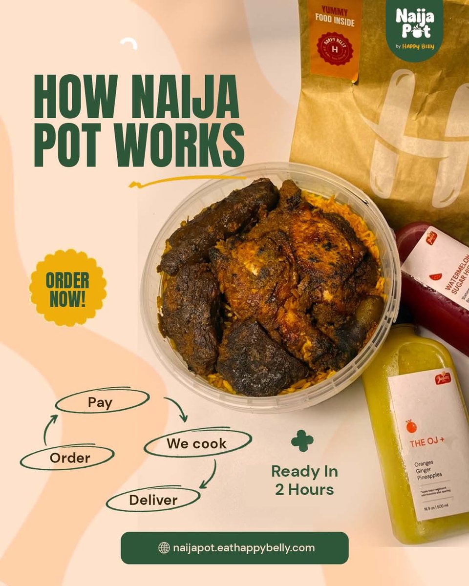 eathappybelly's tweet photo. From craving to doorstep in just 4 easy steps 😋🍛

Order → Pay → We Cook → We Deliver 🚚
Freshly prepared Nigerian meals made per order and ready in just 2 hours ⏰

No stress, no waiting all day — just good food delivered hot and fresh 🔥

🌐 https://t.co/qxIP59Bslo

#NaijaPot #HappyBelly #LagosFood #NaijaFood #FoodDeliveryLagos