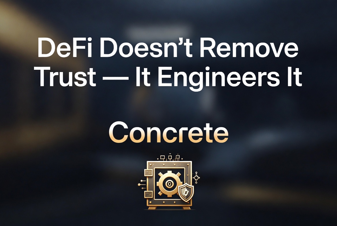 aynareva's tweet photo. DeFi Doesn’t Remove Trust — It Engineers It

DeFi was built on a powerful myth: “trustless systems” where “code is law” and no intermediaries are needed.

In reality, no system is fully trustless. The question isn’t whether trust exists — it’s where it lives and how it’s managed. https://t.co/vpCNu5Ss5X
