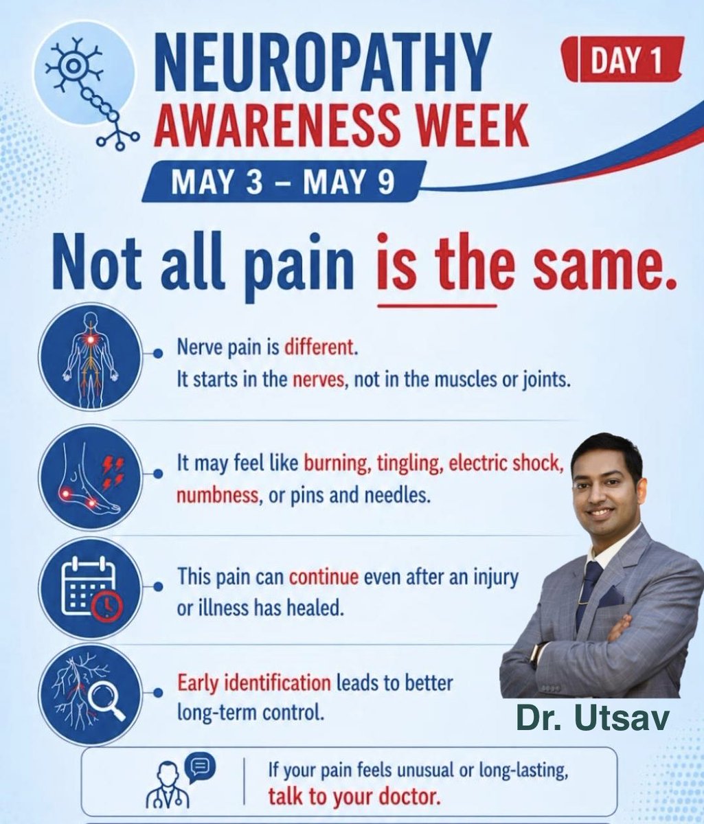 utsavsahu's tweet photo. Living with neuropathy means fighting a battle that no one else can see. From the “pins and needles” to the loss of balance, it’s more than just a tingle—it’s a daily adjustment. This #Neuropathy #Awareness Week, listen to your #Nerves
#education
#Health #DoctorUtsav #ChronicPain https://t.co/NzdYuWotqi