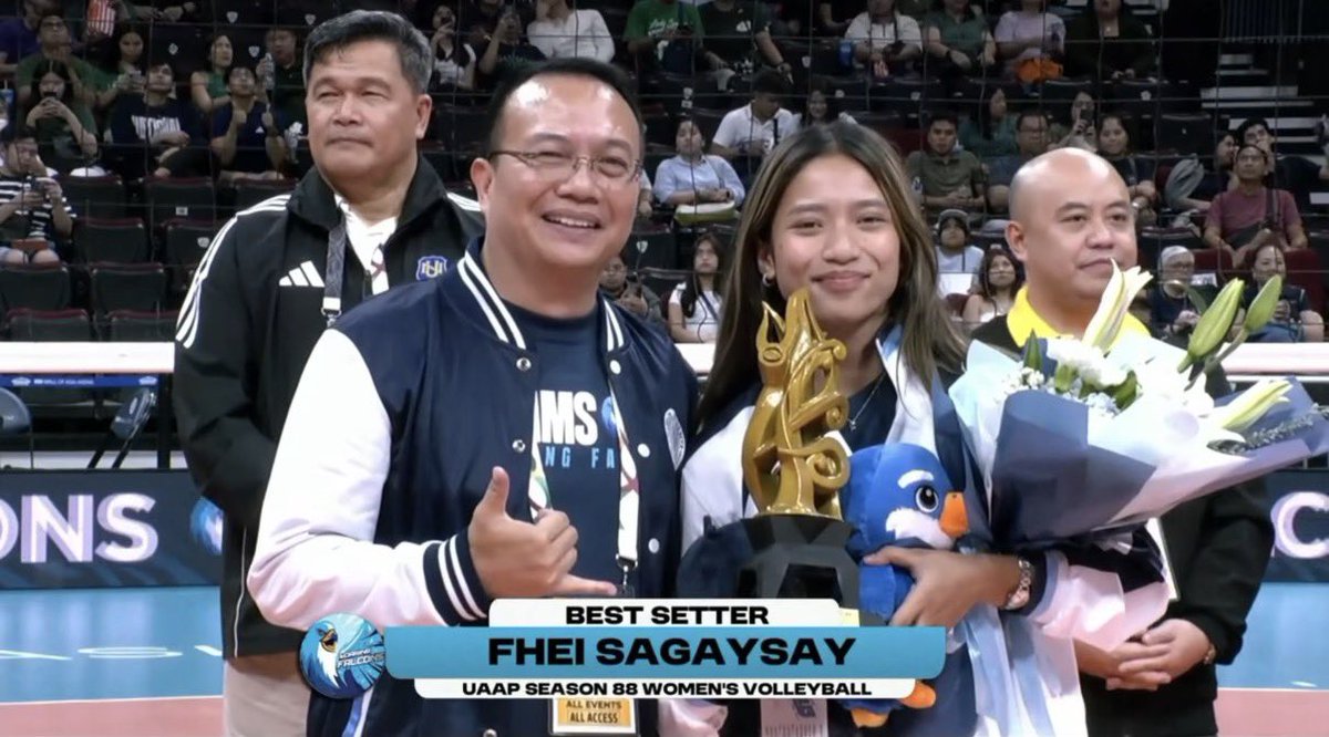 Volleystats1611's tweet photo. #UAAPSeason88
Women’s Volleyball

Best Setter
🐦Fhei Sagaysay https://t.co/wlDwf5tuFB