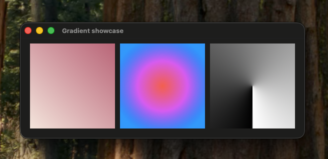stackotter's tweet photo. Thanks to Mia Koring, SwiftCrossUI now support gradients! (linear, radial, and angular/conical)

https://t.co/CtpTzoaUwu https://t.co/6mESRHEwYN