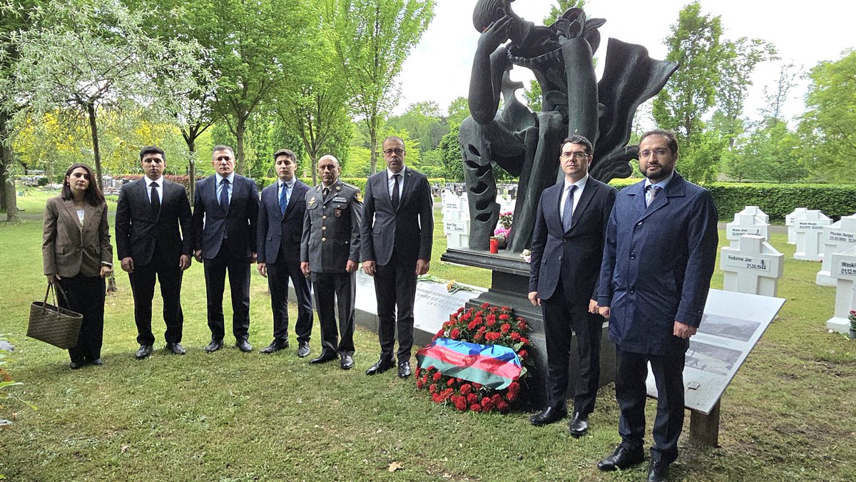 AzMissionNATO's tweet photo. Today, the staff of @AzMissionNATO and @AzMilRepNATO paid tribute at the grave of an Azerbaijani soldier who fell in #Belgium during the Second World War #WW2. With pride and deep respect, we honored the memory of the millions of #victims of the war, as well as all our heroes who fought for peace, freedom, and human dignity.

The war, although fought beyond the borders of 🇦🇿, touched every family in Azerbaijan. Out of the 700,000 Azerbaijanis sent to the front, nearly half never returned, many sacrificing their lives in battle.

In addition to its human losses and military participation, #Azerbaijan played a crucial role in securing victory through its vital #oil resources.

Azerbaijan has long been, and continues to be, among the nations contributing to international #peace and #security.
