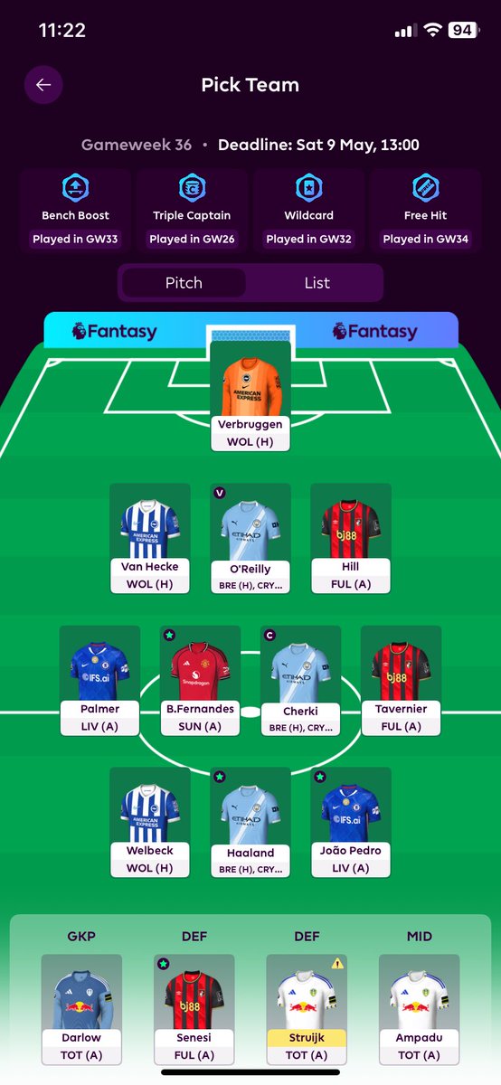 FPLPlayer0's tweet photo. @FPL_Brandon 36: Palmer, Joao Pedro -> Saka, Gyokeres
37: Senesi -> Gabriel

How is this? I am chasing rank. https://t.co/hxt4A8Qws6