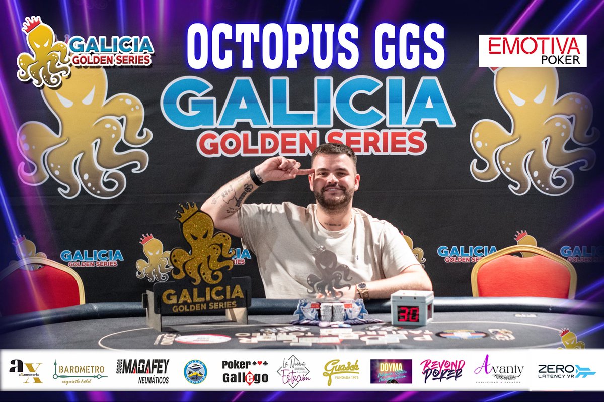 PokerGallego's tweet photo. El gran @GUANYAR consigue el 🐙 del Octopus GGS 🎉
¡Enhorabuena!
Hoy sábado en el @casinoatlantico :
- 18:00 día 2 👑 MAIN EVENT GGS 👑 con 4 niveles de registro abierto 47/98 jugadores 50Bbs
- 21:30 🐙 MINI GGS 🐙
¿Te vas a perder la fiesta ?
#Poker #Galicia #Pulpos #Para #Todos #Fiesta #Mainevent #octopus #festival #party @chakee699 #ALLIN