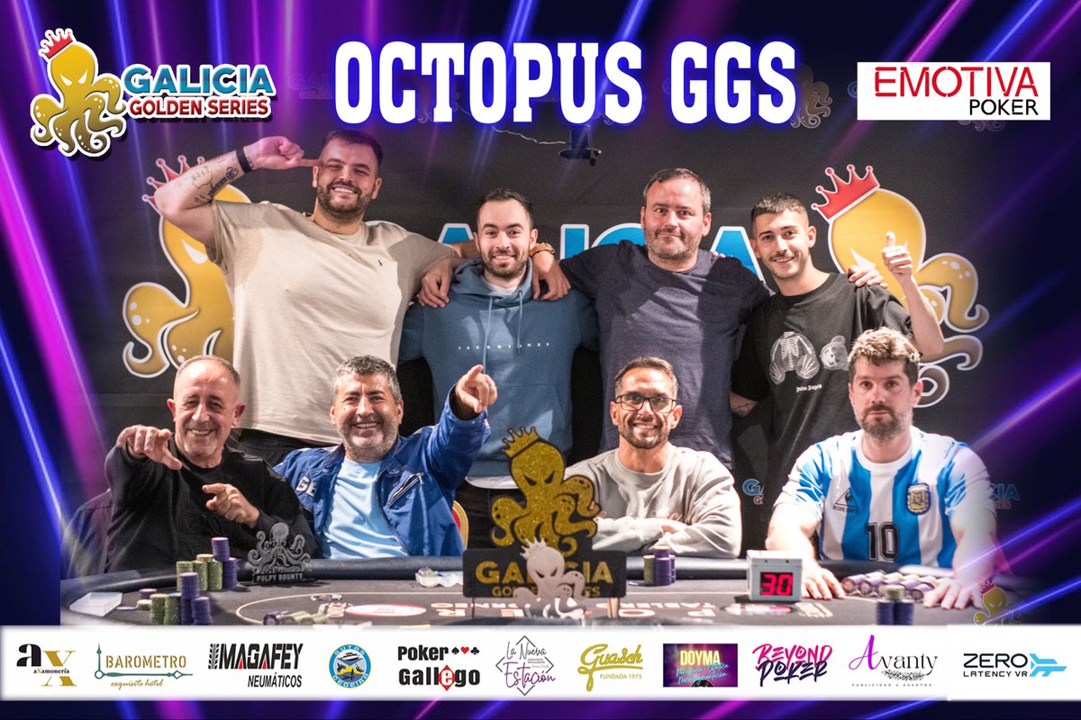 PokerGallego's tweet photo. El gran @GUANYAR consigue el 🐙 del Octopus GGS 🎉
¡Enhorabuena!
Hoy sábado en el @casinoatlantico :
- 18:00 día 2 👑 MAIN EVENT GGS 👑 con 4 niveles de registro abierto 47/98 jugadores 50Bbs
- 21:30 🐙 MINI GGS 🐙
¿Te vas a perder la fiesta ?
#Poker #Galicia #Pulpos #Para #Todos #Fiesta #Mainevent #octopus #festival #party @chakee699 #ALLIN