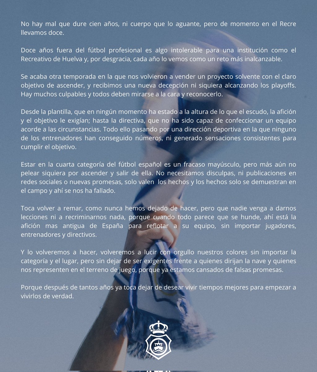 El primer fin de semana sin Recre después de tantos meses no invita al silencio, sino a mirar de frente lo ocurrido esta temporada.

La opinión de #LaCanoa⬇️