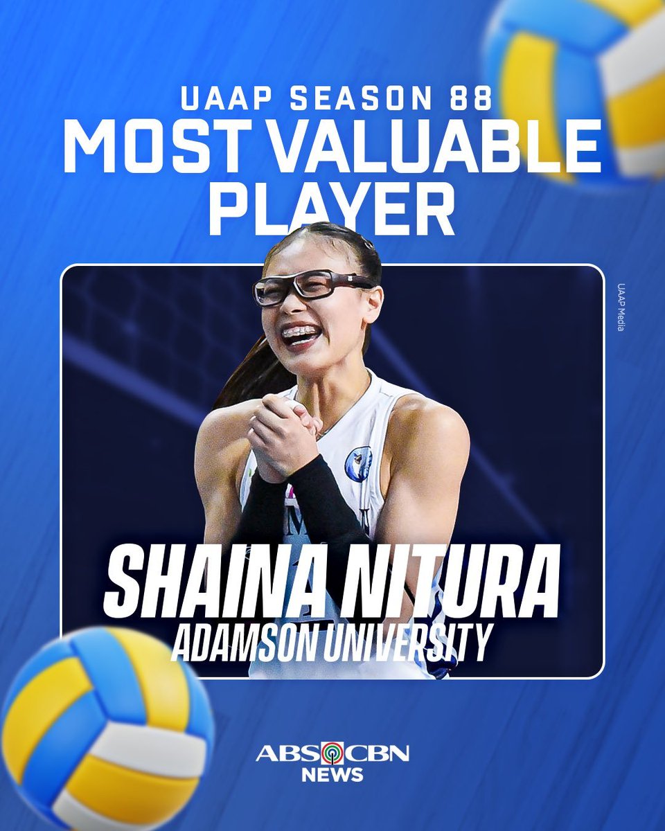 SHAINA SOARS! 

Adamson University star Shaina Nitura is your #UAAPSeason88 women’s volleyball MVP. | via <a href="/romwelanzures/">Rom Anzures</a>