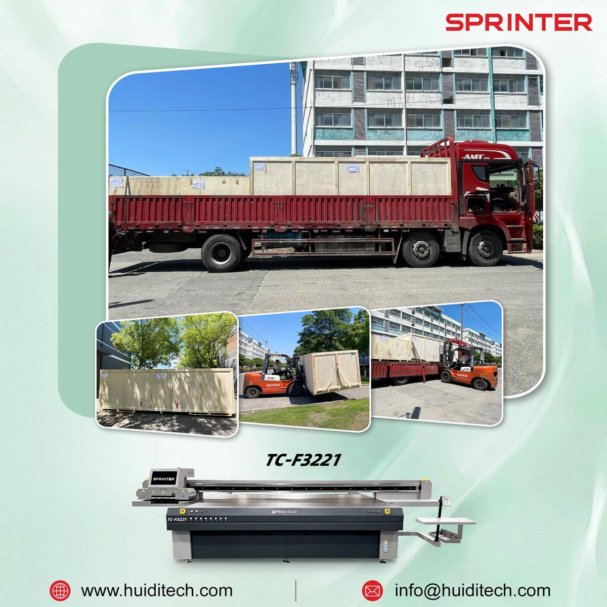 Sprinter_Group's tweet photo. 🚚 Big news! Our SPRINTER TC-F3221 large-format UV flatbed printer is on its way! 

✨Built for high-volume, precision printing on nearly any material — wood, glass, acrylic, metal, and more.
👉 Ready to upgrade your production? 
#SPRINTERUV https://t.co/NLYA4HWm7i