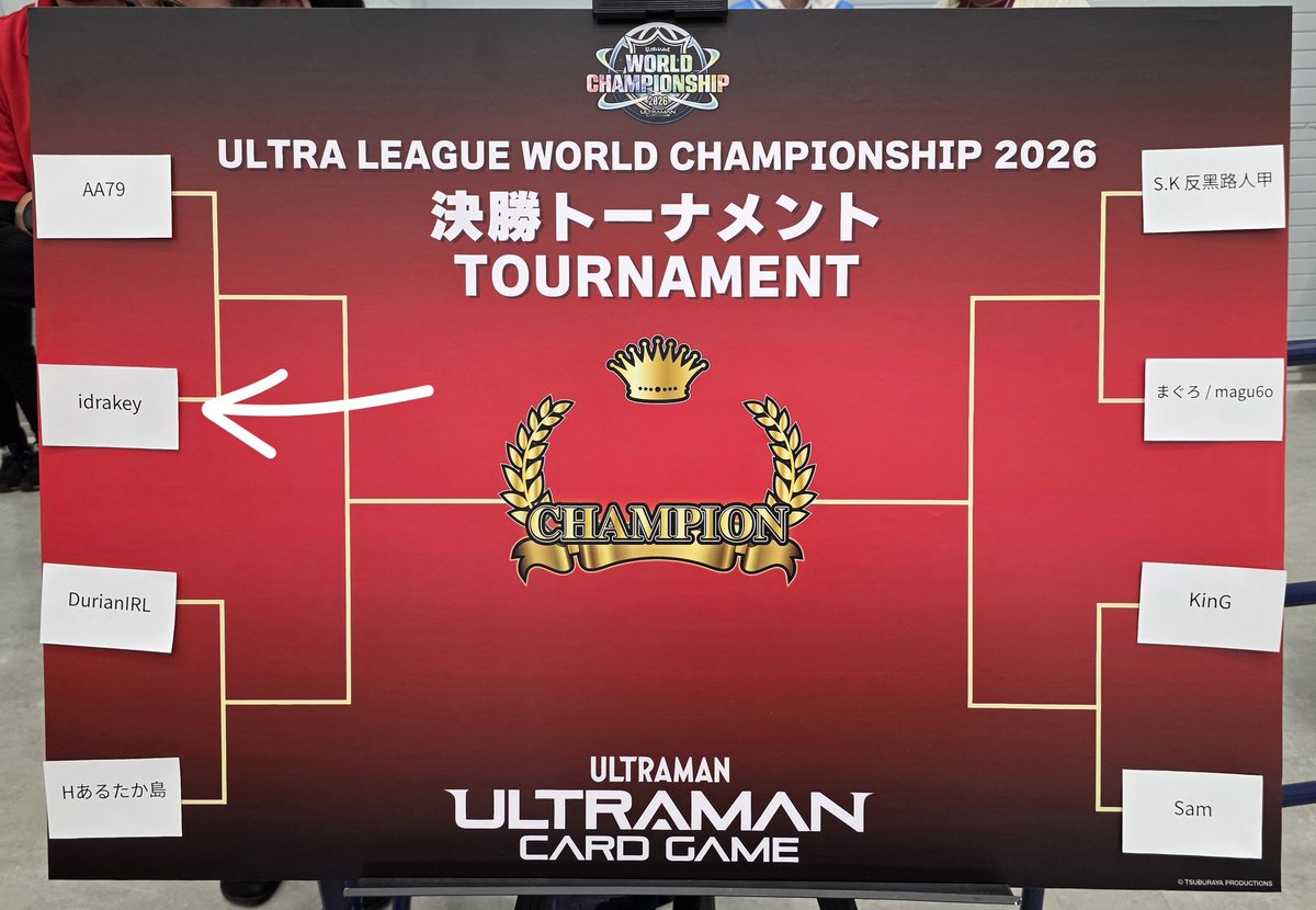 GenFronTCG's tweet photo. Congratulations to idrakey from Singapore for making it into the Top 8 Finals!

We wish him the best of luck in the Finals Round!  

#UltramanCardGame #GFTCG https://t.co/WRNvvjCj54