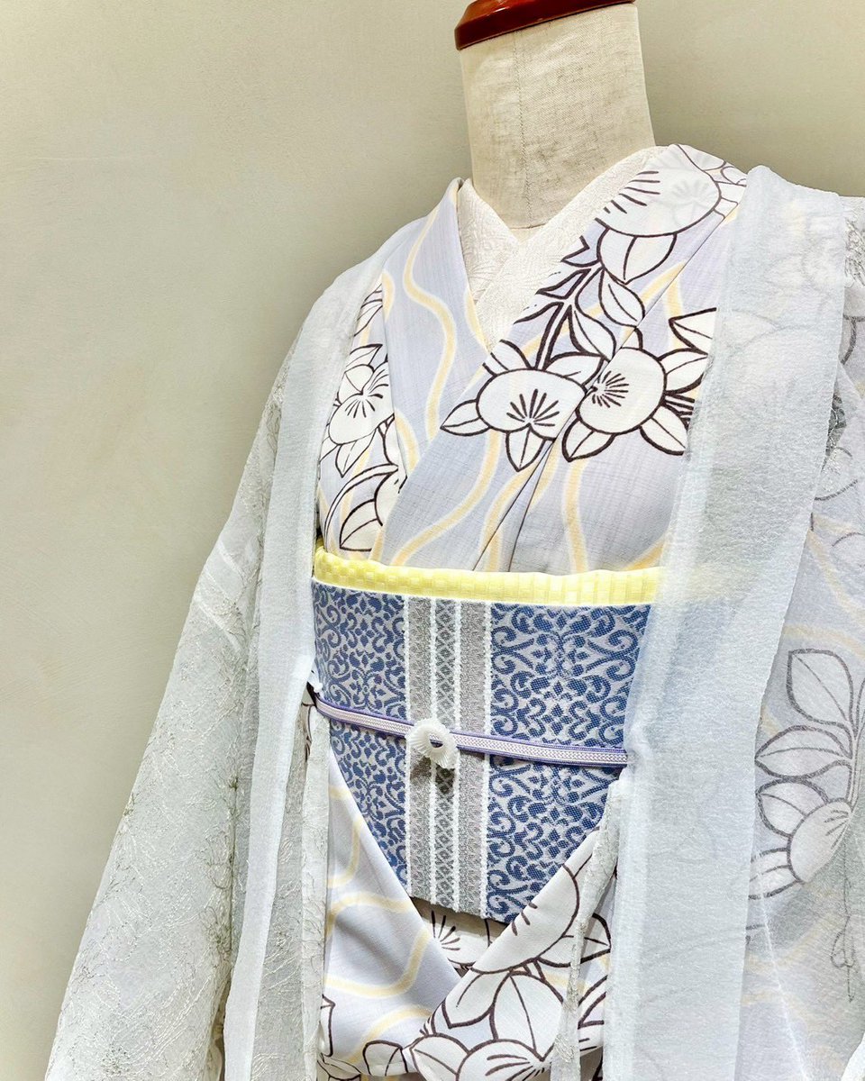大塚呉服店の浴衣（セオアルファ）＋織り物調帯 気温や体感にあわせて、お着物を楽しむ季節」 やわらかなグレーに