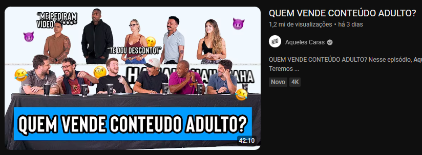 Video que aparece com o YouTube deslogado. Lei felca foi só pra tirar criança de joguinho mesmo.