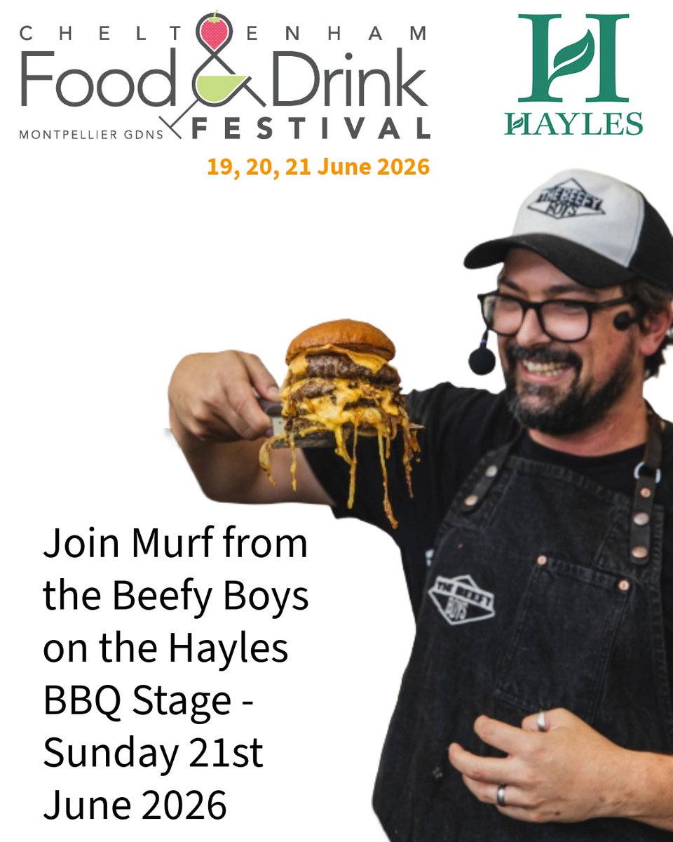 CheltFoodFest's tweet photo. Join Murf from the Beefy Boys
on the Hayles BBQ Stage - Sunday 21st June 2026.
Daily BBQ Inspiration

#cheltenham #bbqlife #cheltenhamfoodies #foodie #cotswolds @thebeefyboys #bbq #countrywoodsmoke #tubbytoms #bbqribs @haylesfruitfarm @mrandrewdickens @josephnesbittlarking https://t.co/VoqNdjlN0m