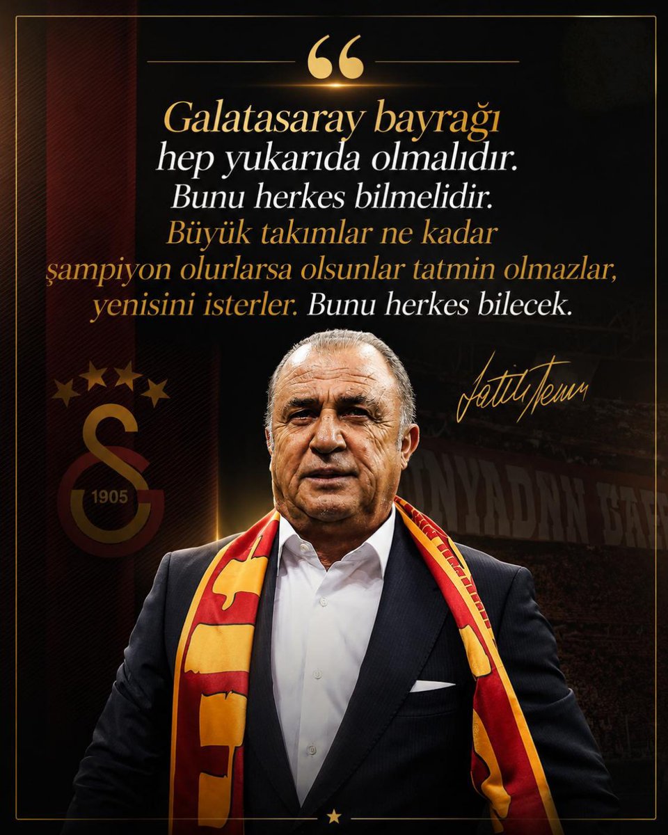 avrupafatihigsk's tweet photo. Fatih Terim: "Galatasaray bayrağı hep yukarıda olmalıdır, bunu herkes bilmelidir." https://t.co/sOHizqC7af