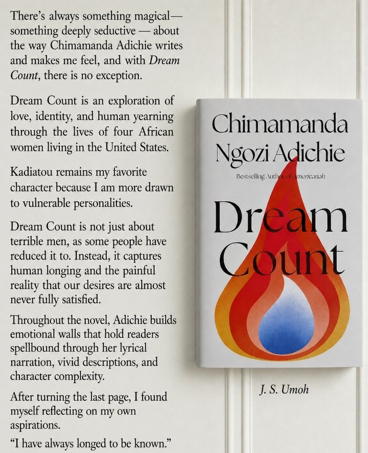 JosephUmoh_'s tweet photo. @RuthSummie My review on Chimamanda Adichie's Dream Count. 
What do you think? https://t.co/0XuuD0ICk9