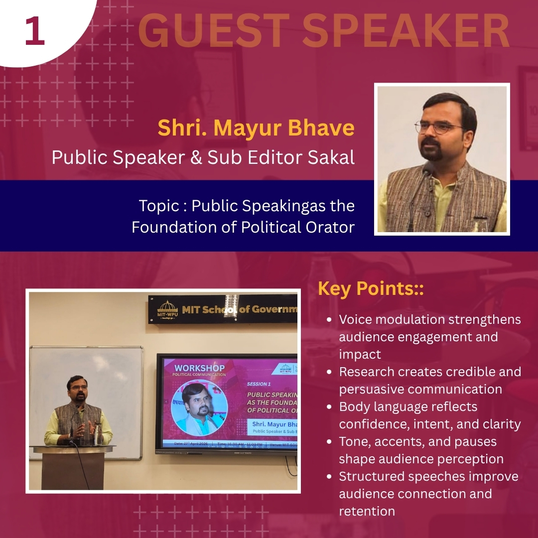 mit_sog's tweet photo. MIT School of Government successfully conducted a Workshop on Political Communication. Exploring how narratives, media, and digital strategy shape modern politics. 

#MITSOG #MITWPU #PoliticalCommunication https://t.co/WRjVGB22Ov